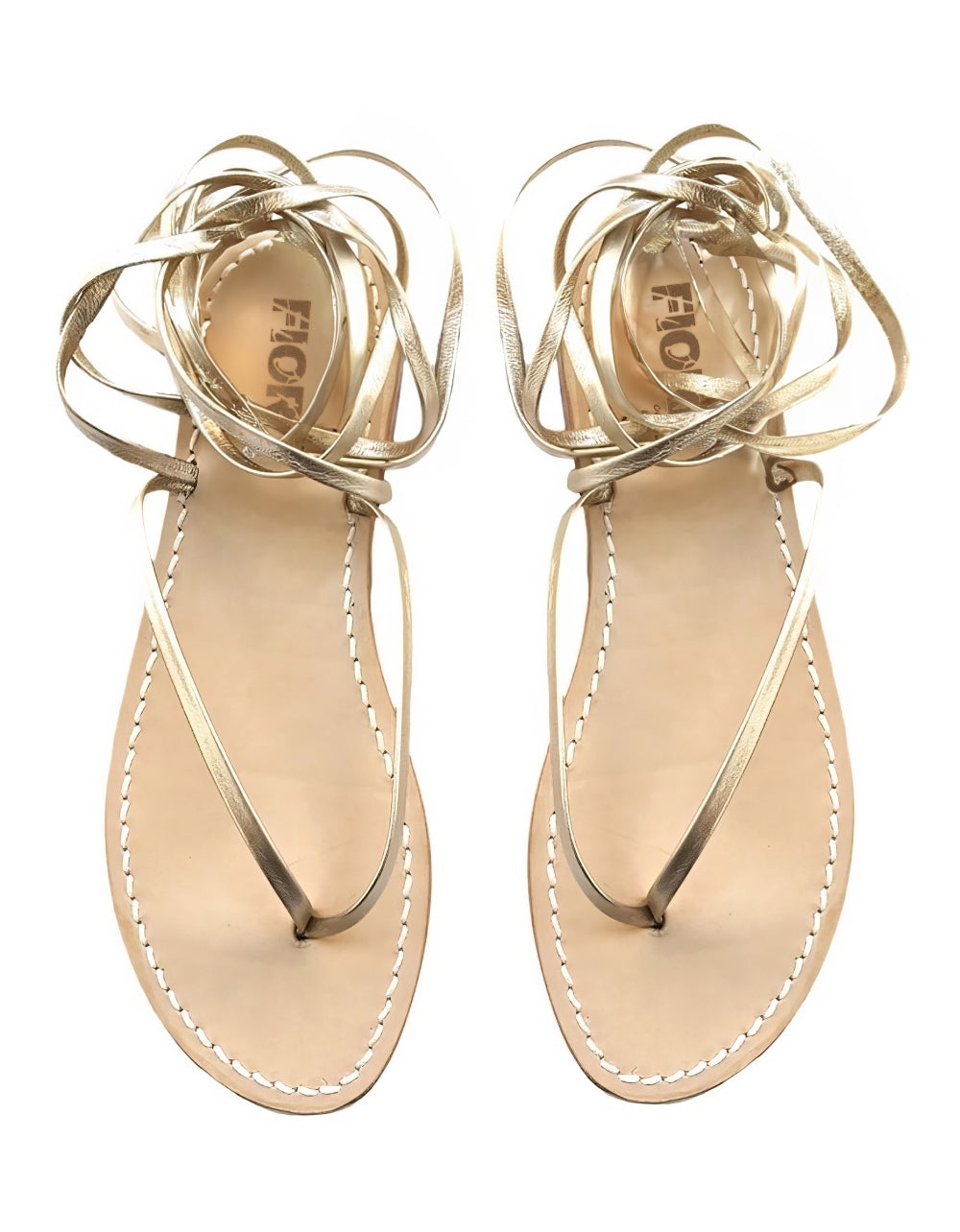 Capri sandals with slave-style straps - neutral leather sole